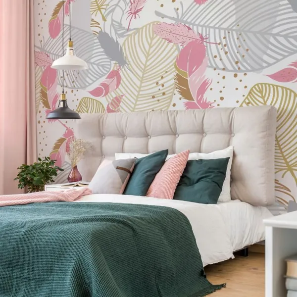 Risen_Golden_Ferns_And_Leaves_Mural_Wallpaper.