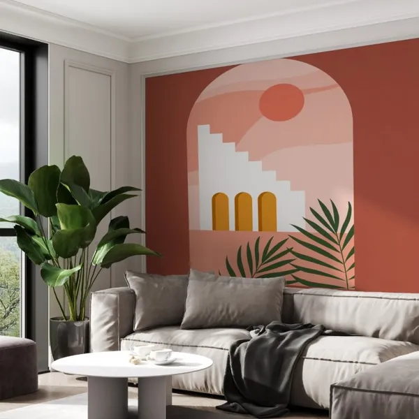 Bohemian_surrealism_with_Green_Leaves_-_Wall_Mural,_PVC_Free,_Wall_Covering