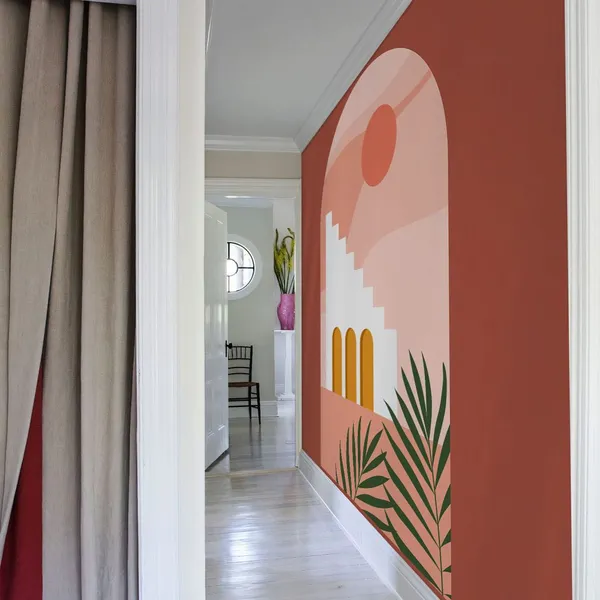 Bohemian_surrealism_with_Green_Leaves_-_Wall_Mural,_PVC_Free,_Wall_Covering