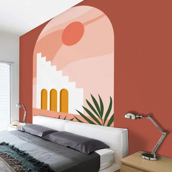 Bohemian_surrealism_with_Green_Leaves_-_Wall_Mural,_PVC_Free,_Wall_Covering