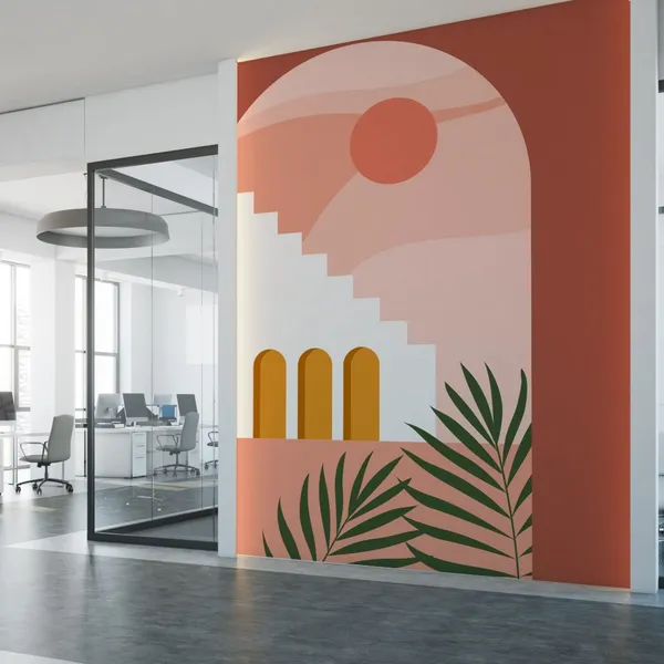 Bohemian_surrealism_with_Green_Leaves_-_Wall_Mural,_PVC_Free,_Wall_Covering