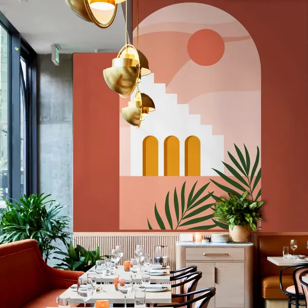 Bohemian_surrealism_with_Green_Leaves_-_Wall_Mural,_PVC_Free,_Wall_Covering