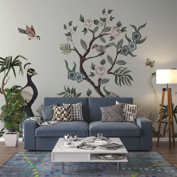 Jungle_Landscape_With_Birds_&__Peacock_wall_mural