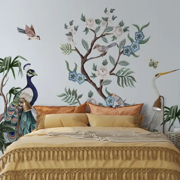 Jungle_Landscape_With_Birds_&__Peacock_wall_mural