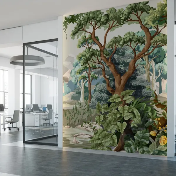 Jungle_wallpaper_with_trees_and_tropical_plant_Vector.