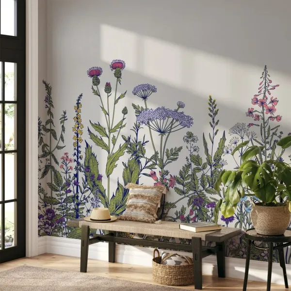 Vector_seamless_floral_border,_Herbs_and_wild_flowers,_Botanical_Illustration_engraving_style_Colorful.