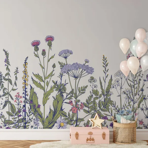 Vector_seamless_floral_border,_Herbs_and_wild_flowers,_Botanical_Illustration_engraving_style_Colorful.