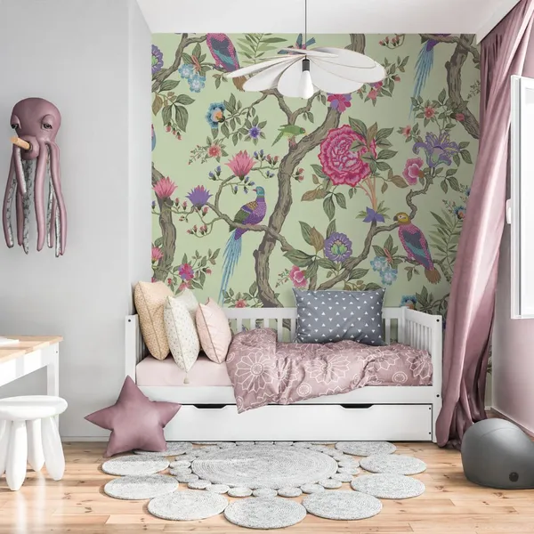 Beautiful_Marvelous_vintage_flower_pattern_with_birds_Mural__Wallpaper.