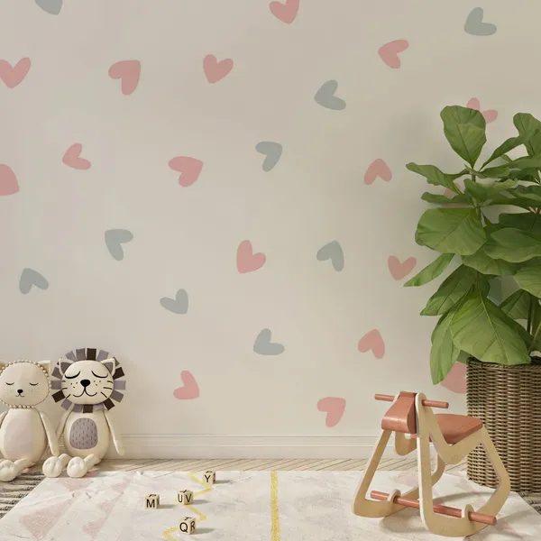 The_background_in_the_white_background_has_a_large_number_of_pastel_hearts_Mural_Wallpaper