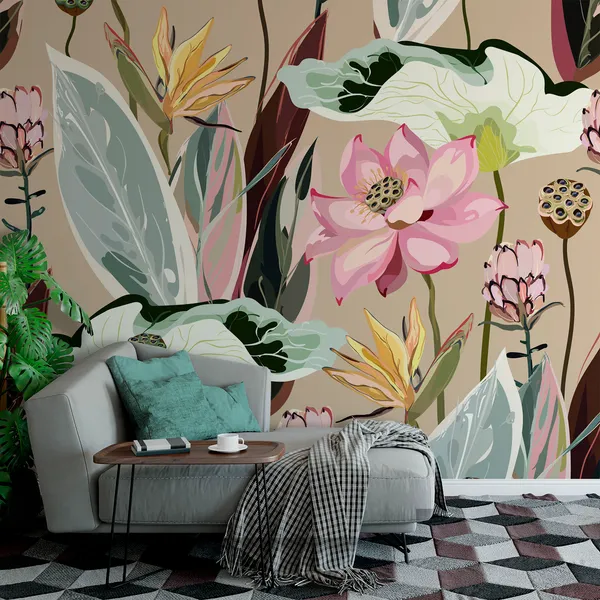 Abstract_Flower,_Seamless_Pattern,_Traditional_Flower,_Wallpaper,_illustration,_Ethnic,_Backdrop,_Vector,_Beautiful,_Digital_print_Mural_Wallpaper,_PVC_Free,_Non_Toxic.