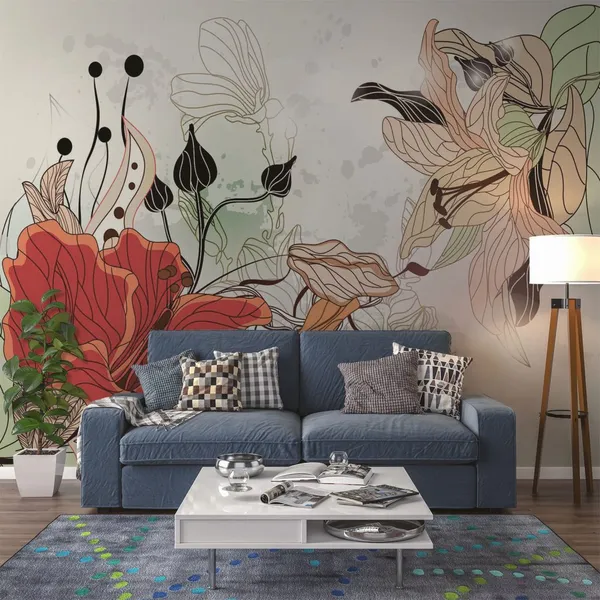 floral_background_with_big_Adorable_hibiscus_flower_Mural_Wallpaper_PVC_Free.
