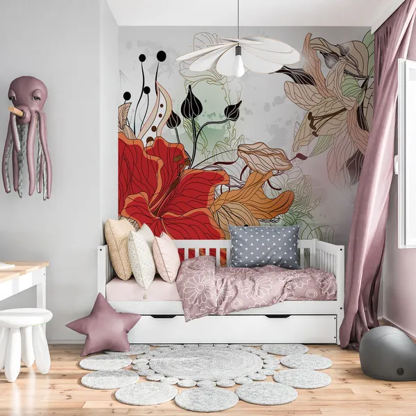 floral_background_with_big_Adorable_hibiscus_flower_Mural_Wallpaper_PVC_Free.