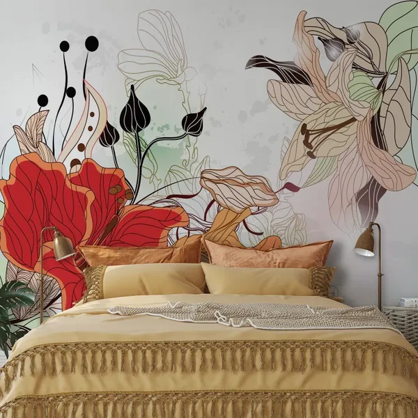 floral_background_with_big_Adorable_hibiscus_flower_Mural_Wallpaper_PVC_Free.