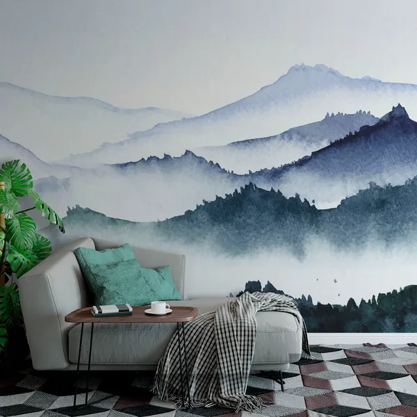 Beautiful_Mountains_black_and_white_watercolor_Mural_Wallpaper.
