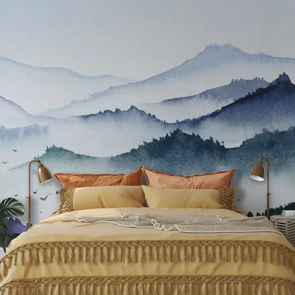 Beautiful_Mountains_black_and_white_watercolor_Mural_Wallpaper.