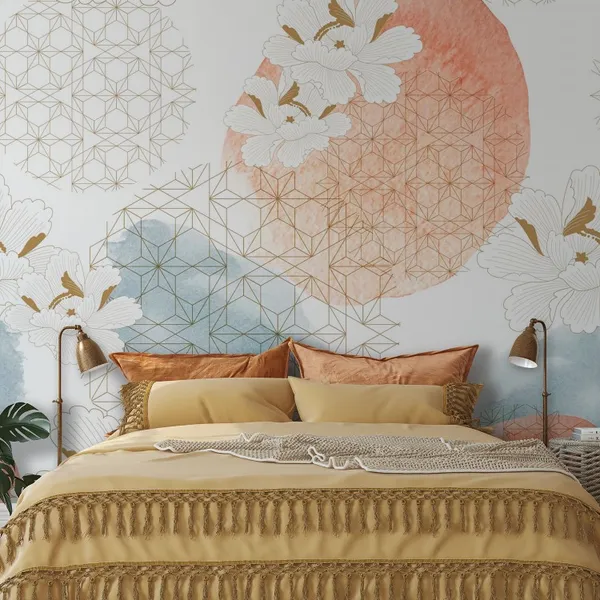 Crane_birds_vector._Japanese_background_with_watercolor_texture._Oriental_natural_wave_pattern_with_floral_decoration_banner_design_in_vintage_style._Peony_floral_pattern_element_Mural_Wallpaper.