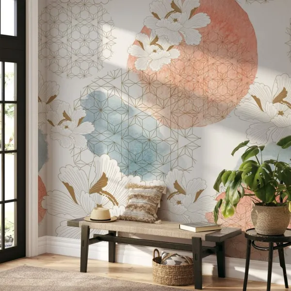 Crane_birds_vector._Japanese_background_with_watercolor_texture._Oriental_natural_wave_pattern_with_floral_decoration_banner_design_in_vintage_style._Peony_floral_pattern_element_Mural_Wallpaper.