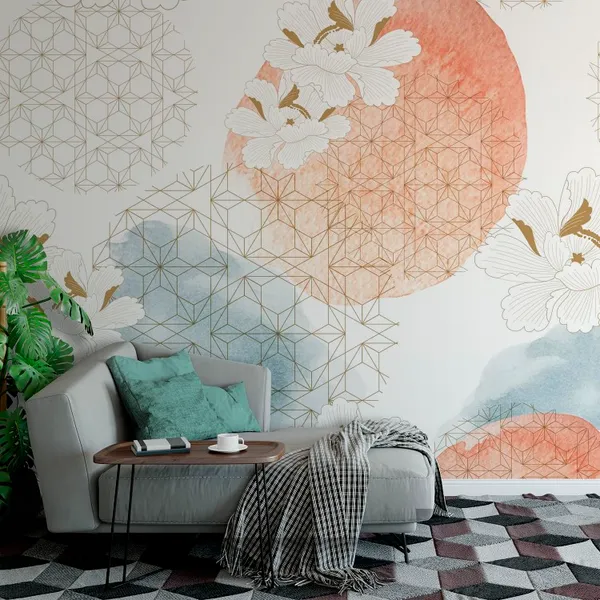 Crane_birds_vector._Japanese_background_with_watercolor_texture._Oriental_natural_wave_pattern_with_floral_decoration_banner_design_in_vintage_style._Peony_floral_pattern_element_Mural_Wallpaper.