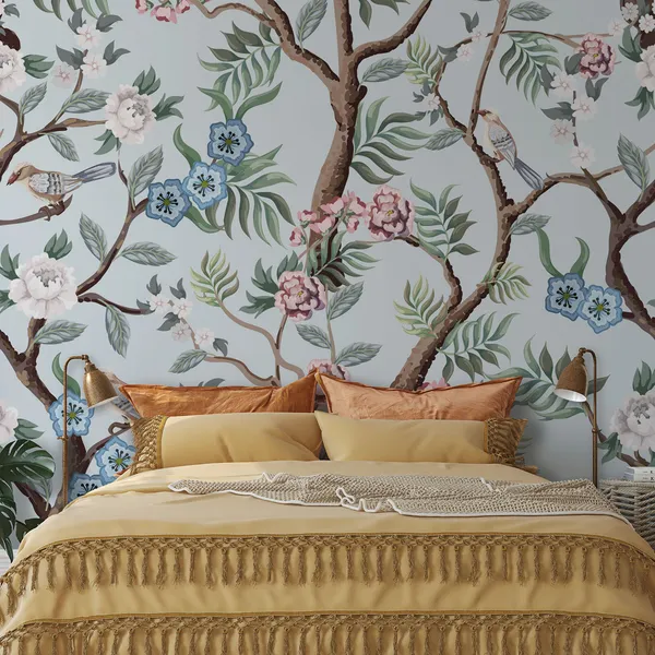 floral_repeat_design_pattern_and_good_color_combination_with_Beautiful_flowers_&_Birds_Mural_wallpaper,_PVC_Free.