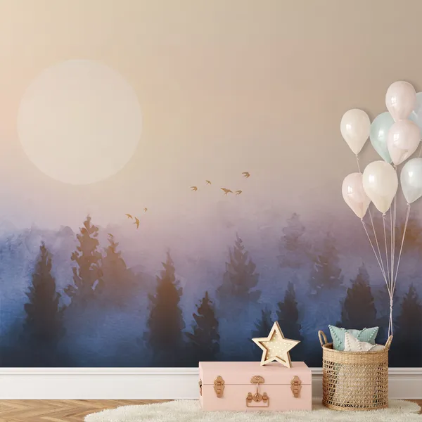 The_Early_Morning_Sun_With_Beautiful_Nature_&_Birds_Mural_Wallpaper.