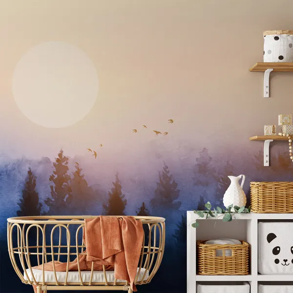 The_Early_Morning_Sun_With_Beautiful_Nature_&_Birds_Mural_Wallpaper.