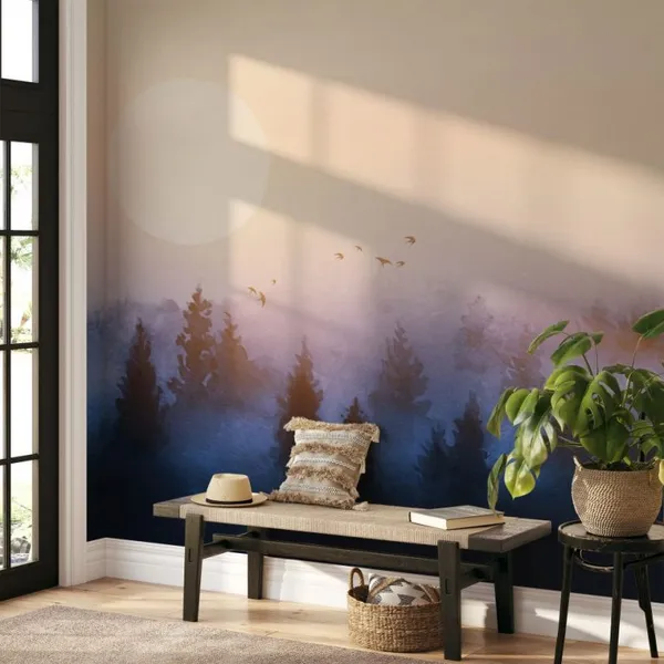 The_Early_Morning_Sun_With_Beautiful_Nature_&_Birds_Mural_Wallpaper.