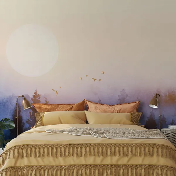 The_Early_Morning_Sun_With_Beautiful_Nature_&_Birds_Mural_Wallpaper.