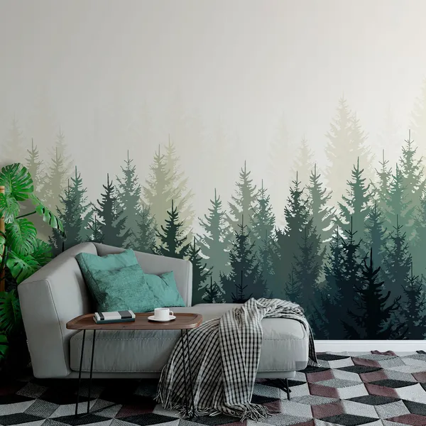Seamless_wild_forest_Greenish__background_or_landscape_with_pine,_coniferous_and_christmas_tree._Vintage_fir_tree_and_pine_mountain_forest.