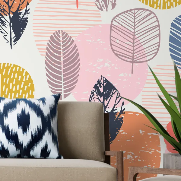 Abstract_autumn_seamless_pattern_with_leaves._Vector_background_for_various_surface._Trendy_hand_drawn_textures._Mural_Wallpaper.
