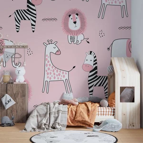 Seamless_childish_pattern_with_cute_animals_in_black_and_white_style._Creative_scandinavian_kids_texture_for_fabric,_wrapping,_textile,_wallpaper,_apparel._Mural_Wallpaper.