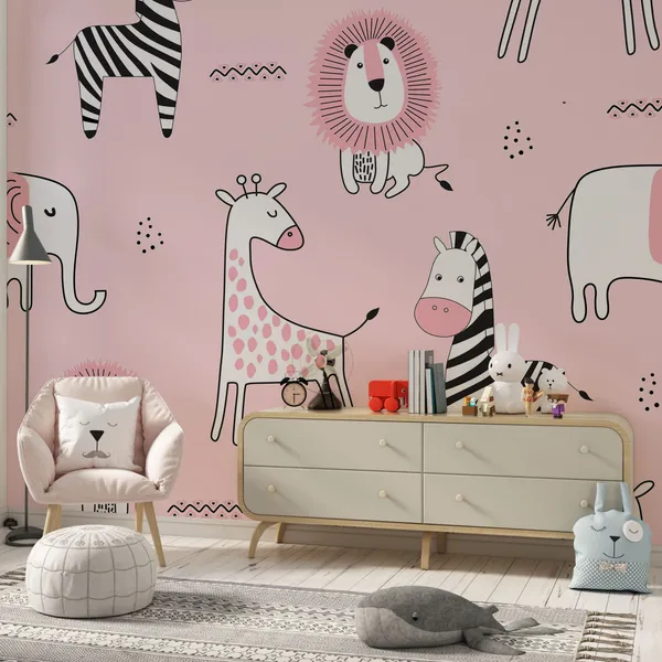 Seamless_childish_pattern_with_cute_animals_in_black_and_white_style._Creative_scandinavian_kids_texture_for_fabric,_wrapping,_textile,_wallpaper,_apparel._Mural_Wallpaper.
