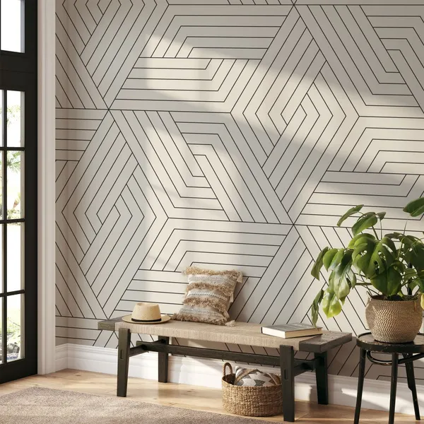 Vector_seamless_pattern._Modern_stylish_texture._Repeating_geometric_tiles._Linear_grid_with_striped_rhombuses_that_form_hexagonal_stars_Mural_Wallpaper.