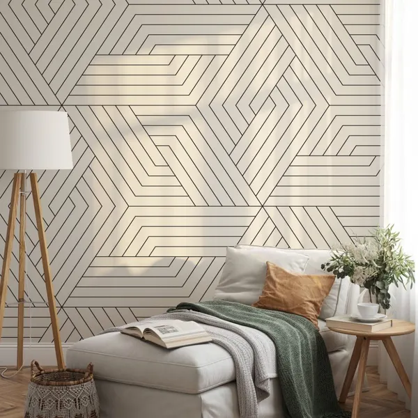 Vector_seamless_pattern._Modern_stylish_texture._Repeating_geometric_tiles._Linear_grid_with_striped_rhombuses_that_form_hexagonal_stars_Mural_Wallpaper.
