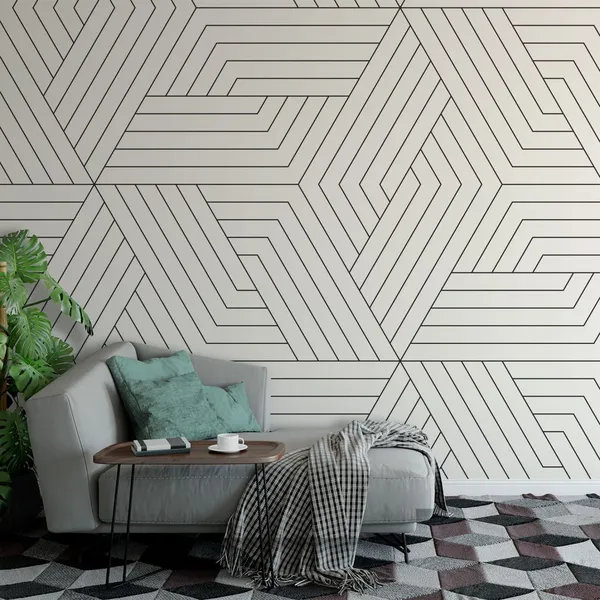Vector_seamless_pattern._Modern_stylish_texture._Repeating_geometric_tiles._Linear_grid_with_striped_rhombuses_that_form_hexagonal_stars_Mural_Wallpaper.