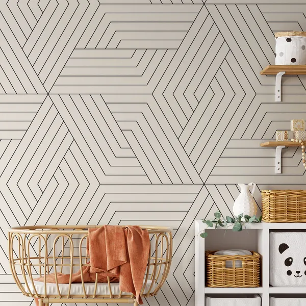 Vector_seamless_pattern._Modern_stylish_texture._Repeating_geometric_tiles._Linear_grid_with_striped_rhombuses_that_form_hexagonal_stars_Mural_Wallpaper.