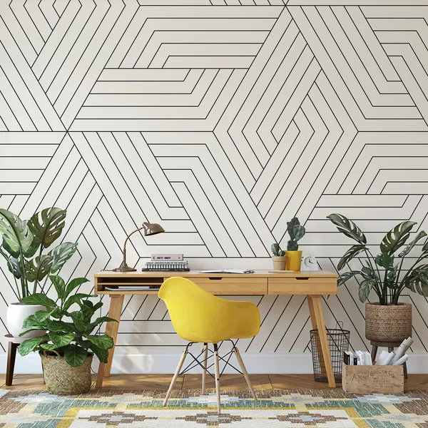 Vector_seamless_pattern._Modern_stylish_texture._Repeating_geometric_tiles._Linear_grid_with_striped_rhombuses_that_form_hexagonal_stars_Mural_Wallpaper.