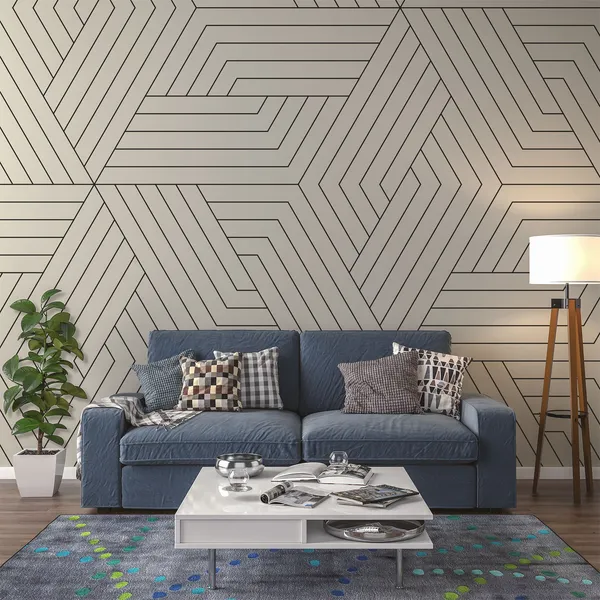 Vector_seamless_pattern._Modern_stylish_texture._Repeating_geometric_tiles._Linear_grid_with_striped_rhombuses_that_form_hexagonal_stars_Mural_Wallpaper.