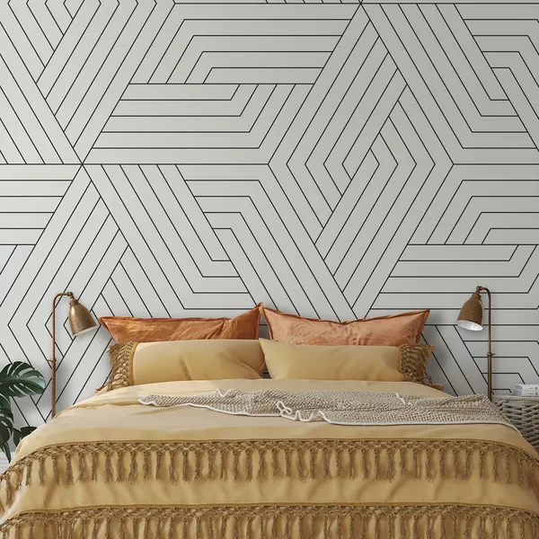 Vector_seamless_pattern._Modern_stylish_texture._Repeating_geometric_tiles._Linear_grid_with_striped_rhombuses_that_form_hexagonal_stars_Mural_Wallpaper.