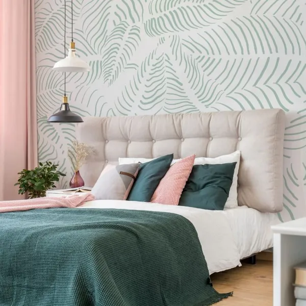 Green_leaf_on_white_wallpaper_illustration,__Mural_Wallpaper.
