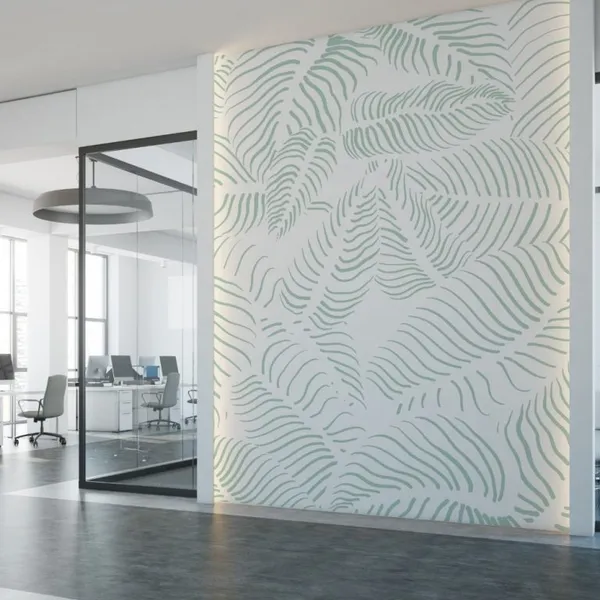 Green_leaf_on_white_wallpaper_illustration,__Mural_Wallpaper.