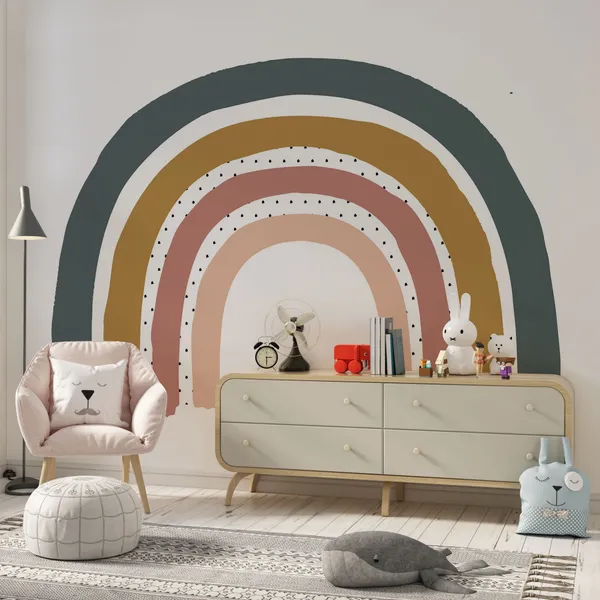 Cute_rainbow_clipart._Children's_illustration_Mural_Wallpaper.