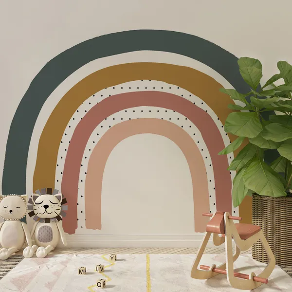 Cute_rainbow_clipart._Children's_illustration_Mural_Wallpaper.