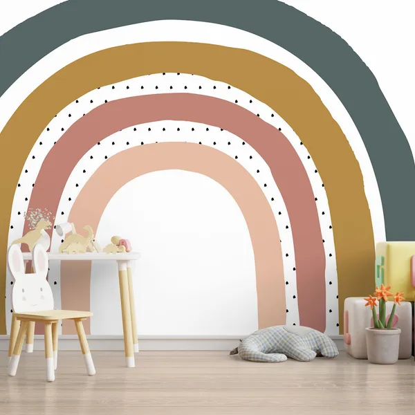 Cute_rainbow_clipart._Children's_illustration_Mural_Wallpaper.