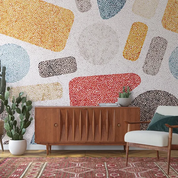 Seamless_embroidery_pattern_in_polka_dot_style._Grunge_texture._Abstract_geometric_ornament._Punch_needle_embroidery,_handmade,_carpet_print._Vector_illustration._Mural_Wallpaper.