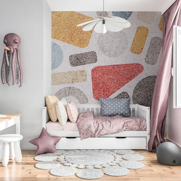 Seamless_embroidery_pattern_in_polka_dot_style._Grunge_texture._Abstract_geometric_ornament._Punch_needle_embroidery,_handmade,_carpet_print._Vector_illustration._Mural_Wallpaper.
