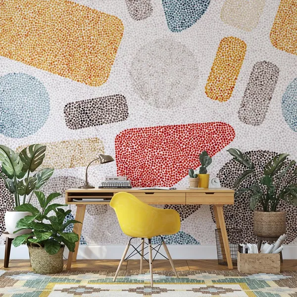 Seamless_embroidery_pattern_in_polka_dot_style._Grunge_texture._Abstract_geometric_ornament._Punch_needle_embroidery,_handmade,_carpet_print._Vector_illustration._Mural_Wallpaper.