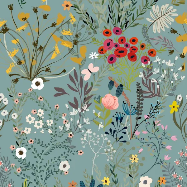Pattern_With_Doodle_Colorful__Flowers,_Mural_Wallpaper.