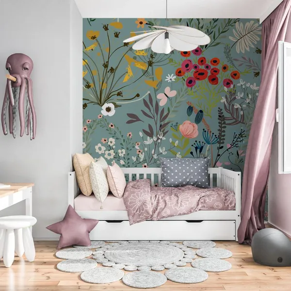 Pattern_With_Doodle_Colorful__Flowers,_Mural_Wallpaper.