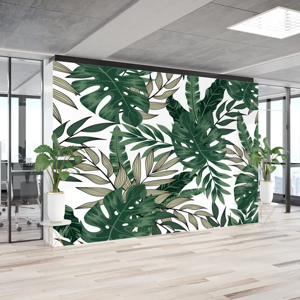 Trend_Tropical_Pattern._Seamless_Background_With_Green_Leaves_And_Plants._Illustration_In_Hawaiian_Style._Jungle_Leaves,__Mural_Wallpaper,_Pvc_Free.