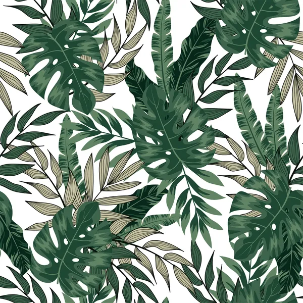 Trend_Tropical_Pattern._Seamless_Background_With_Green_Leaves_And_Plants._Illustration_In_Hawaiian_Style._Jungle_Leaves,__Mural_Wallpaper,_Pvc_Free.